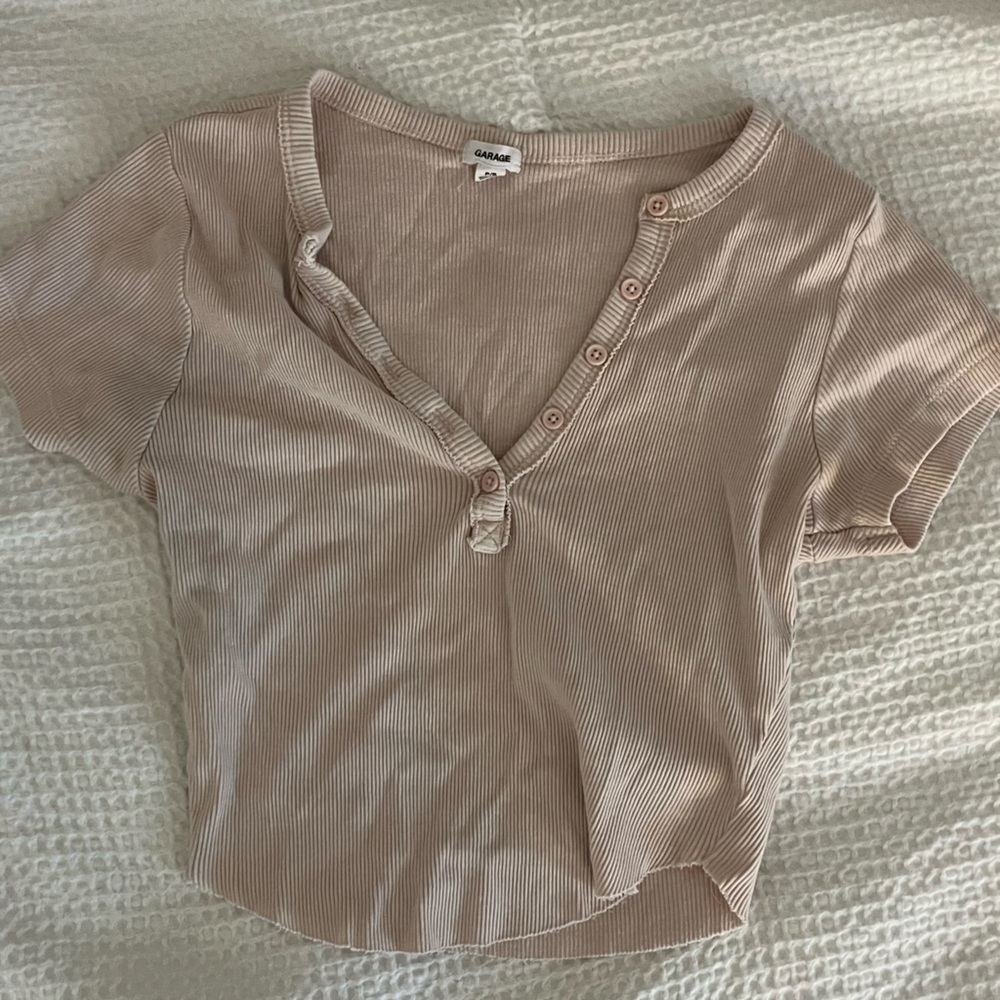 Garage Ribbed Knit Top in Light Pink